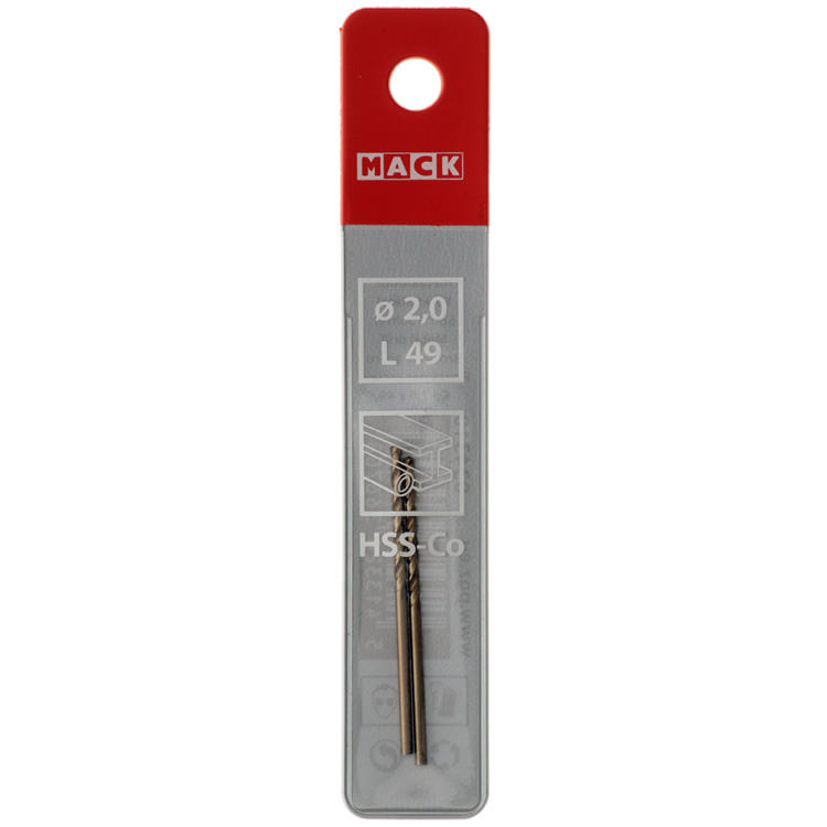 Load image into Gallery viewer, Mack 1018420 - metaalboor hss co5% din 338 ø 2,0 x 49 mm 2st | 5 stuks