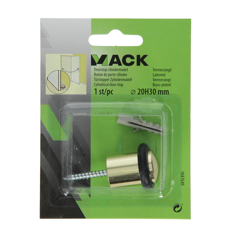 Load image into Gallery viewer, Mack 1047649 - deurstop cilindermodel vermessingd ø 20h30 mm 1 st pc | 6 stuks