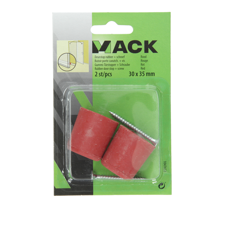 Load image into Gallery viewer, Mack 1047653 - deurstop rubber + schroef rood 30 x 35 mm 2 st pcs | 6 stuks