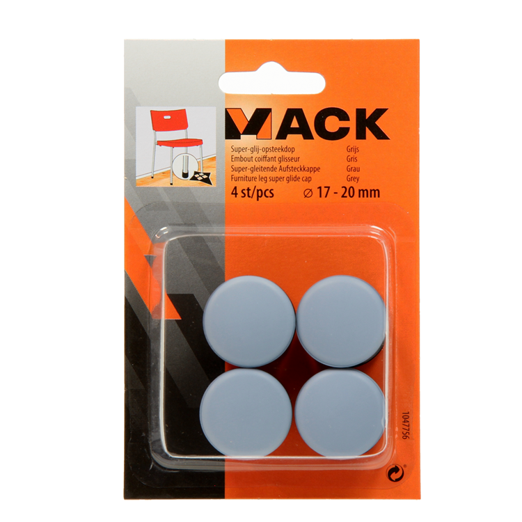 Load image into Gallery viewer, Mack 1047756 - super-glij-opsteekdop grijs ø 17 - 20 mm 4 st pcs | 6 stuks