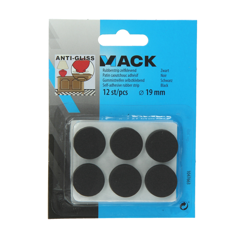 Load image into Gallery viewer, Mack 1047663 - rubberstrip zelfklevend zwart ø 19 mm 12 st pcs | 12 stuks