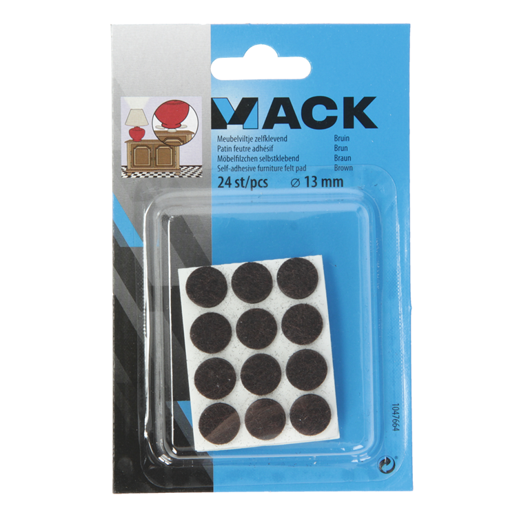 Load image into Gallery viewer, Mack 1047664 - meubelviltje zelfklevend bruin ø 13 mm 24 st pcs | 12 stuks