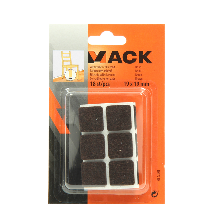 Load image into Gallery viewer, Mack 1047710 - viltpastille zelfklevend bruin 19 x 19 mm 18 st pcs | 12 stuks