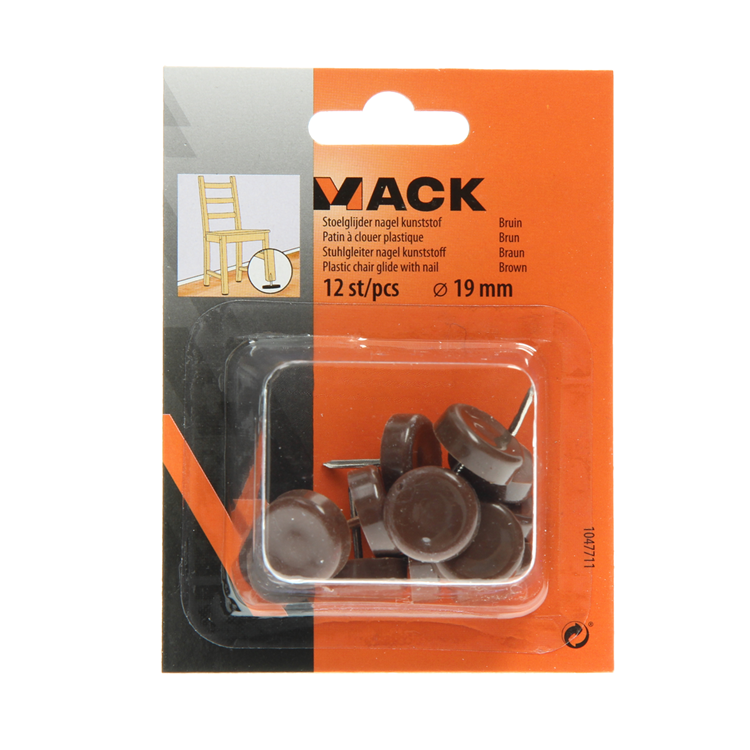 Load image into Gallery viewer, Mack 1047711 - stoelglijder nagel kunststof bruin ø 19 mm 12 st pcs | 6 stuks