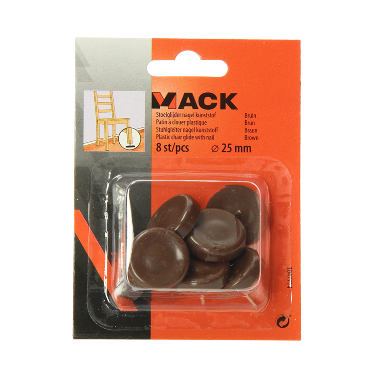 Load image into Gallery viewer, Mack 1047714 - stoelglijder nagel kunststof bruin ø 25 mm 8 st pcs | 6 stuks