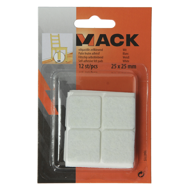 Load image into Gallery viewer, Mack 1047715 - viltpastille zelfklevend wit 25 x 25 mm 12 st pcs | 12 stuks