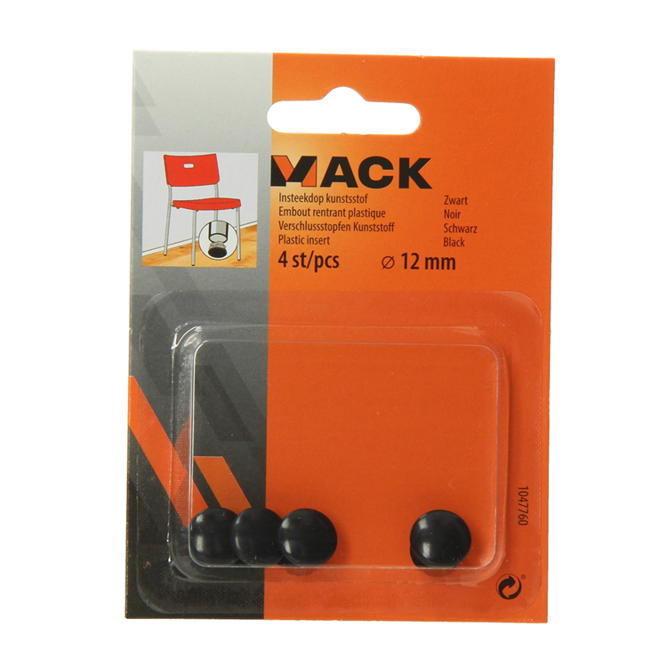 Load image into Gallery viewer, Mack 1047760 - insteekdop kunstsstof zwart ø 12 mm 4 st pcs | 6 stuks