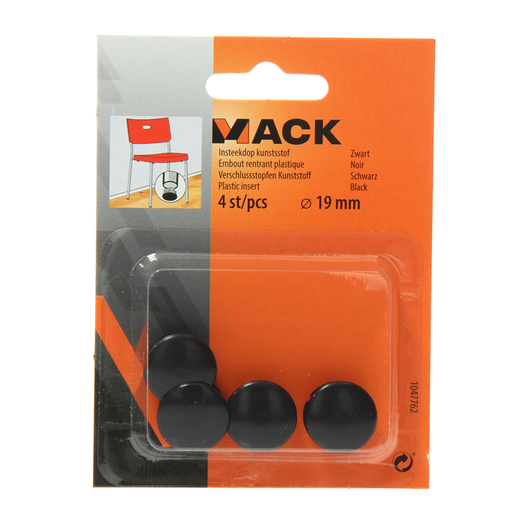 Load image into Gallery viewer, Mack 1047762 - insteekdop kunstsstof zwart ø 19 mm 4 st pcs | 6 stuks