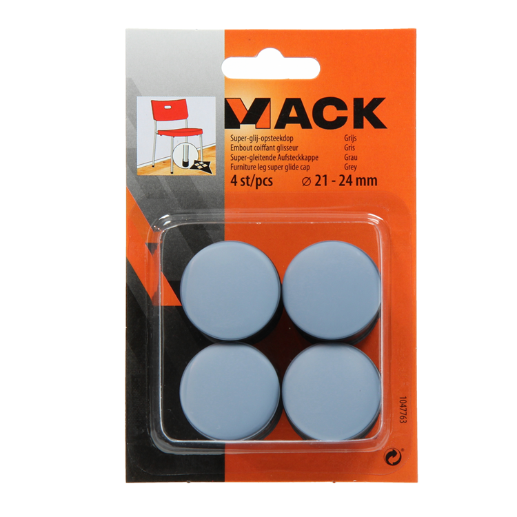 Load image into Gallery viewer, Mack 1047763 - super-glij-opsteekdop grijs ø 21 - 24 mm 4 st pcs | 6 stuks