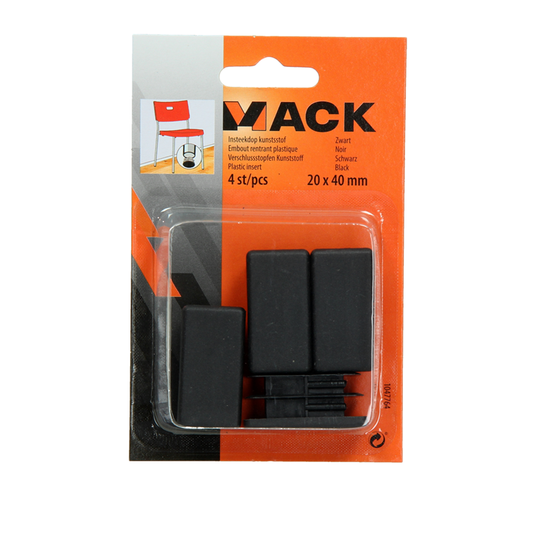Load image into Gallery viewer, Mack 1047764 - insteekdop kunstsstof zwart 20 x 40 mm 4 st pcs | 6 stuks