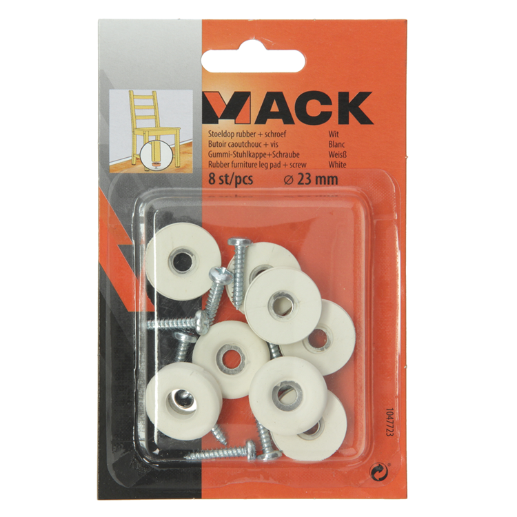 Load image into Gallery viewer, Mack 1047723 - stoeldop rubber + schroef wit ø 23 mm 8 st pcs | 6 stuks