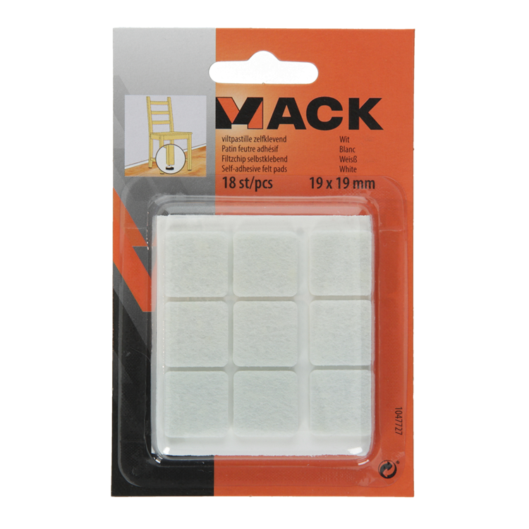 Load image into Gallery viewer, Mack 1047727 - viltpastille zelfklevend wit 19 x 19 mm 18 st pcs | 12 stuks