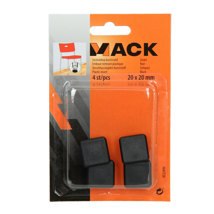 Load image into Gallery viewer, Mack 1047728 - insteekdop kunstsstof zwart 20 x 20 mm 4 st pcs | 6 stuks