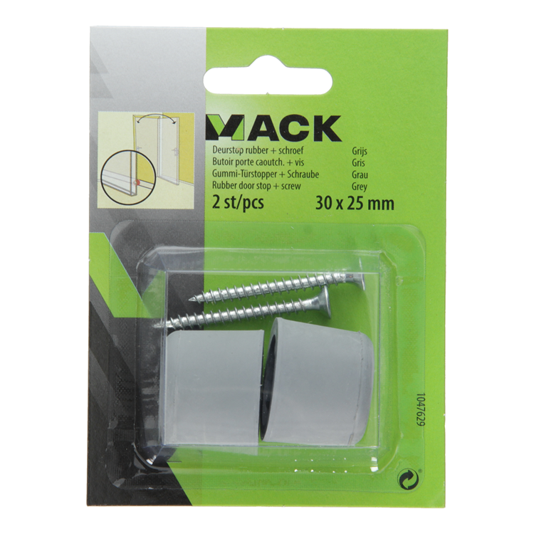 Load image into Gallery viewer, Mack 1047629 - deurstop rubber + schroef grijs 30 x 25 mm 2 st pcs | 6 stuks
