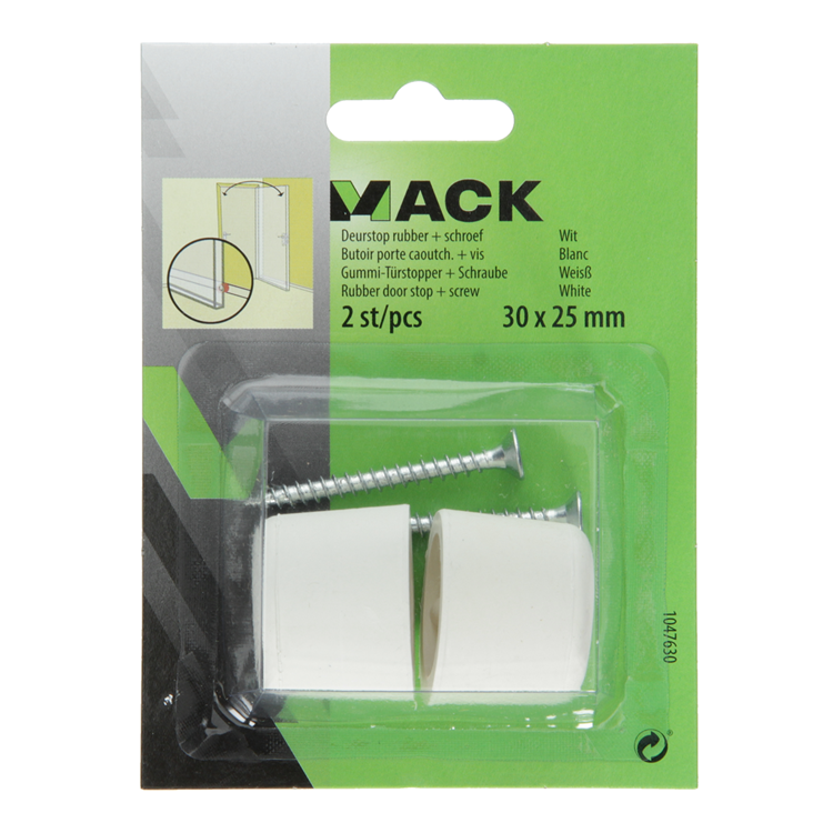 Load image into Gallery viewer, Mack 1047630 - deurstop rubber + schroef wit 30 x 25 mm 2 st pcs | 6 stuks