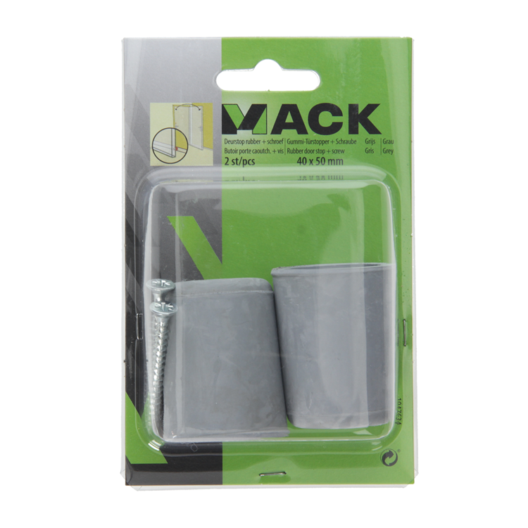 Load image into Gallery viewer, Mack 1047634 - deurstop rubber + schroef grijs 40 x 50 mm 2 st pcs | 6 stuks