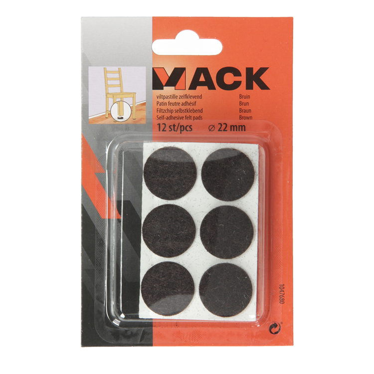 Load image into Gallery viewer, Mack 1047680 - viltpastille zelfklevend bruin ø 22 mm 12 st pcs | 12 stuks