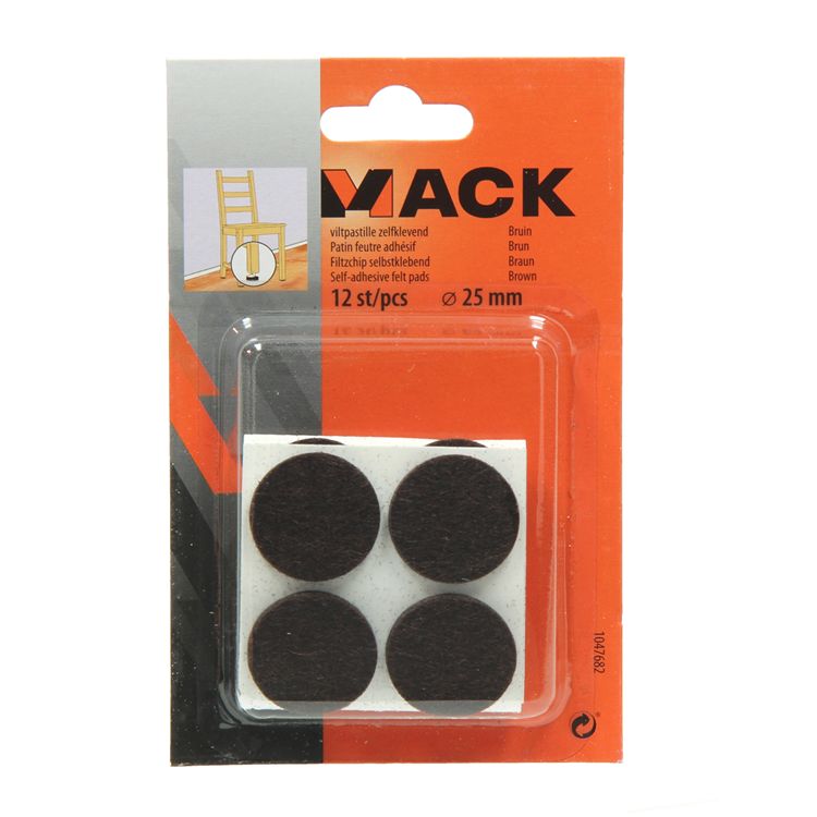 Load image into Gallery viewer, Mack 1047682 - viltpastille zelfklevend bruin ø 25 mm 12 st pcs | 12 stuks