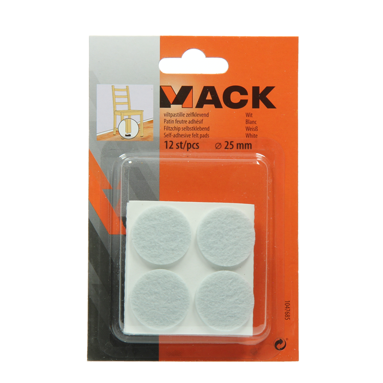 Load image into Gallery viewer, Mack 1047685 - viltpastille zelfklevend wit ø 25 mm 12 st pcs | 12 stuks