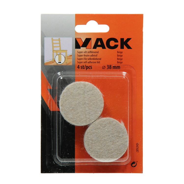 Load image into Gallery viewer, Mack 1047687 - super-vilt zelfklevend beige ø 38 mm 4 st pcs | 12 stuks