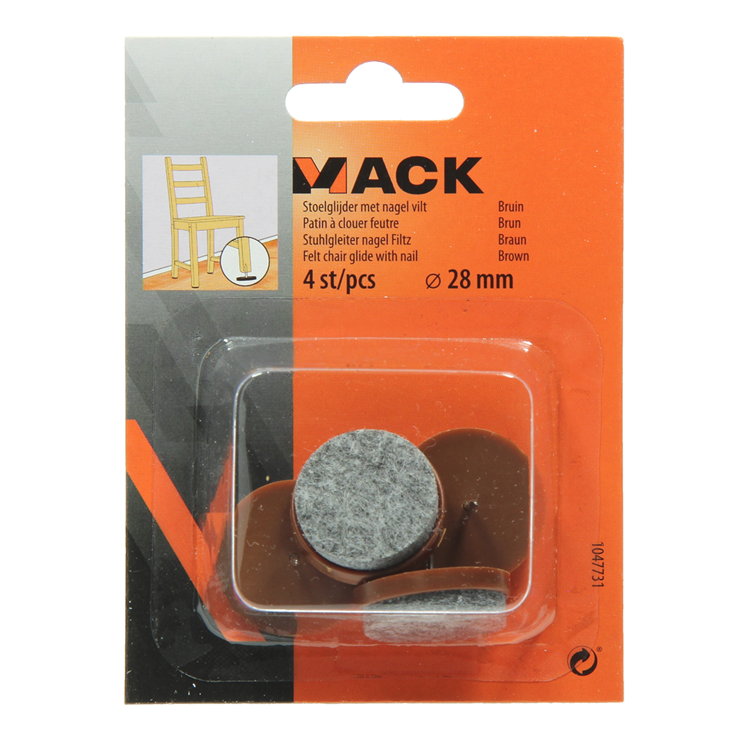Load image into Gallery viewer, Mack 1047731 - stoelglijder met nagel vilt bruin ø 28 mm 4 st pcs | 6 stuks