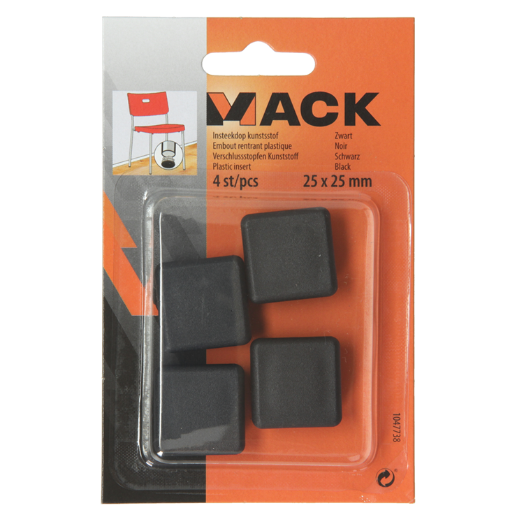 Load image into Gallery viewer, Mack 1047738 - insteekdop kunstsstof zwart 25 x 25 mm 4 st pcs | 6 stuks