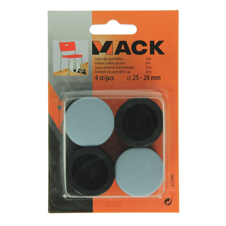 Load image into Gallery viewer, Mack 1047779 - super-glij-opsteekdop grijs ø 25 - 28 mm 4 st pcs | 6 stuks