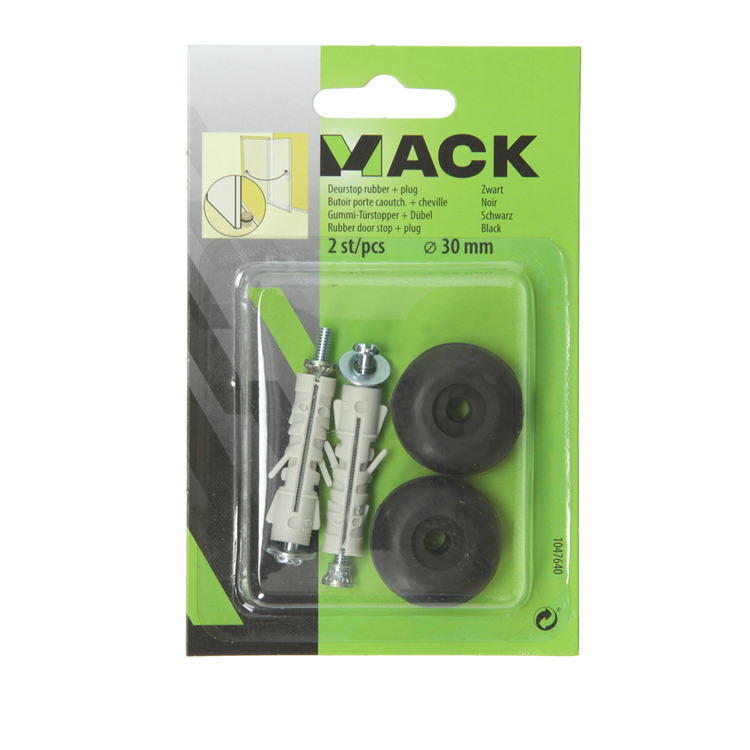Load image into Gallery viewer, Mack 1047640 - deurstop rubber + plug zwart ø 30 mm 2 st pcs | 6 stuks
