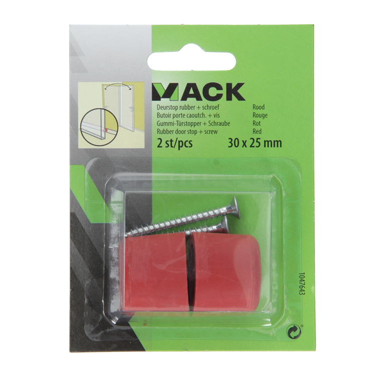 Load image into Gallery viewer, Mack 1047643 - deurstop rubber + schroef rood 30 x 25 mm 2 st pcs | 6 stuks