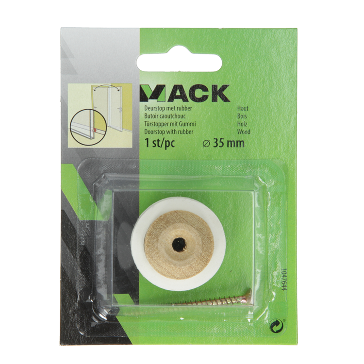 Load image into Gallery viewer, Mack 1047644 - deurstop met rubber hout ø 35 mm 1 st pc | 6 stuks