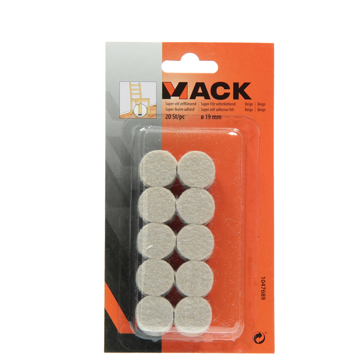 Load image into Gallery viewer, Mack 1047689 - super-vilt zelfklevend beige ø 19 mm 20 st pcs | 12 stuks