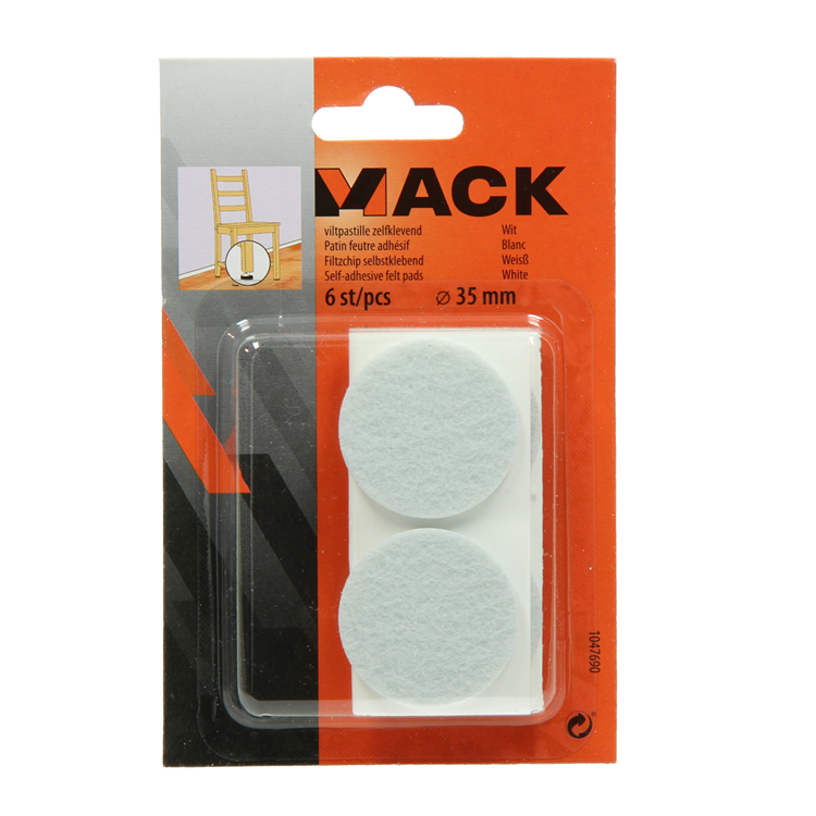 Load image into Gallery viewer, Mack 1047690 - viltpastille zelfklevend wit ø 35 mm 6 st pcs | 12 stuks