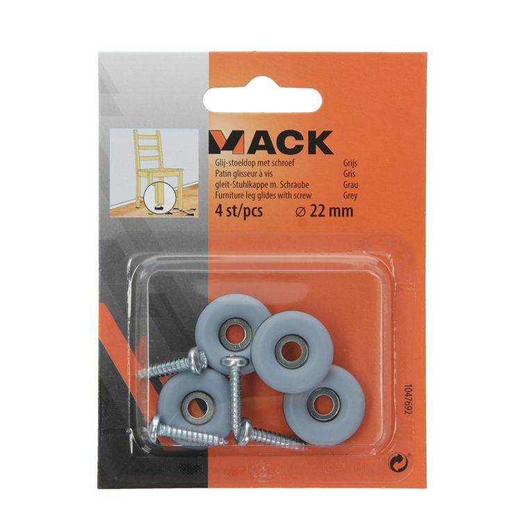 Load image into Gallery viewer, Mack 1047692 - glij-stoeldop met schroef grijs ø 22 mm 4 st pcs | 6 stuks
