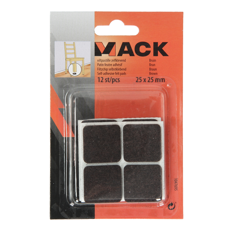 Load image into Gallery viewer, Mack 1047695 - viltpastille zelfklevend bruin 25 x 25 mm 12 st pcs | 12 stuks