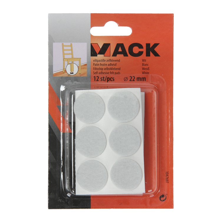Load image into Gallery viewer, Mack 1047697 - viltpastille zelfklevend wit ø 22 mm 12 st pcs | 12 stuks