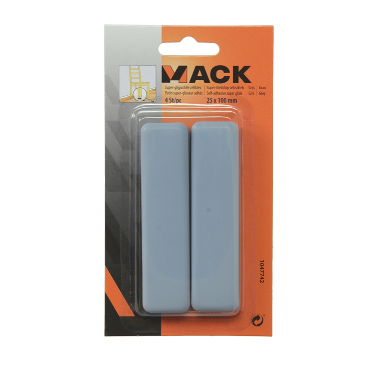 Load image into Gallery viewer, Mack 1047742 - super glijpastille zelfklevendgrijs 25 x 100 mm 4 st pcs | 12 stuks