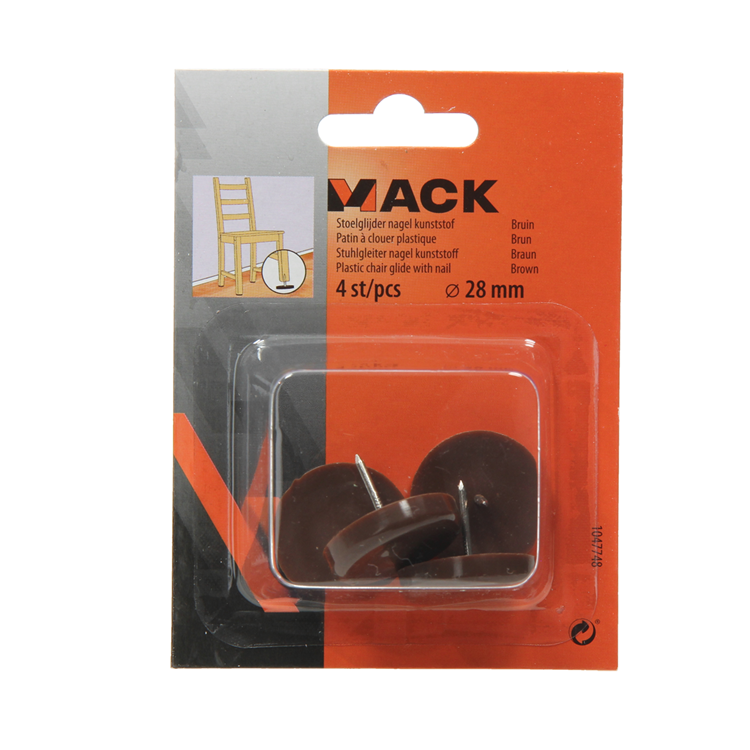 Load image into Gallery viewer, Mack 1047748 - stoelglijder nagel kunststof bruin ø 28 mm 4 st pcs | 6 stuks