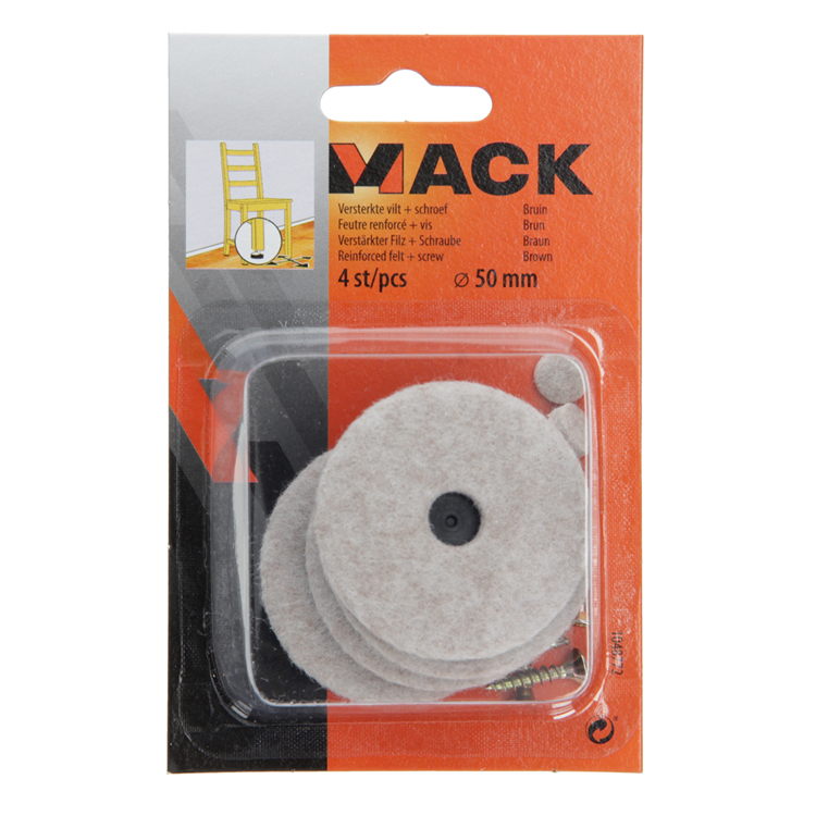 Load image into Gallery viewer, Mack 1048772 - versterkte vilt + schroef bruin ø 50 mm 4 st pcs | 6 stuks