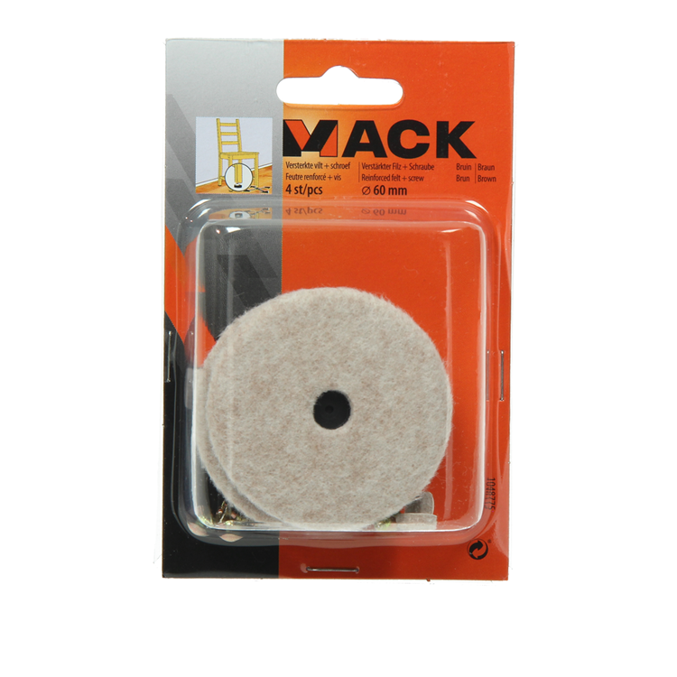 Load image into Gallery viewer, Mack 1048775 - versterkte vilt + schroef bruin ø 60 mm 4 st pcs | 6 stuks