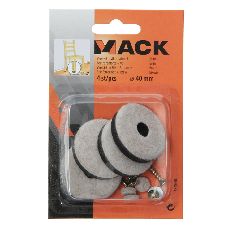 Load image into Gallery viewer, Mack 1048779 - versterkte vilt + schroef bruin ø 40 mm 4 st pcs | 6 stuks
