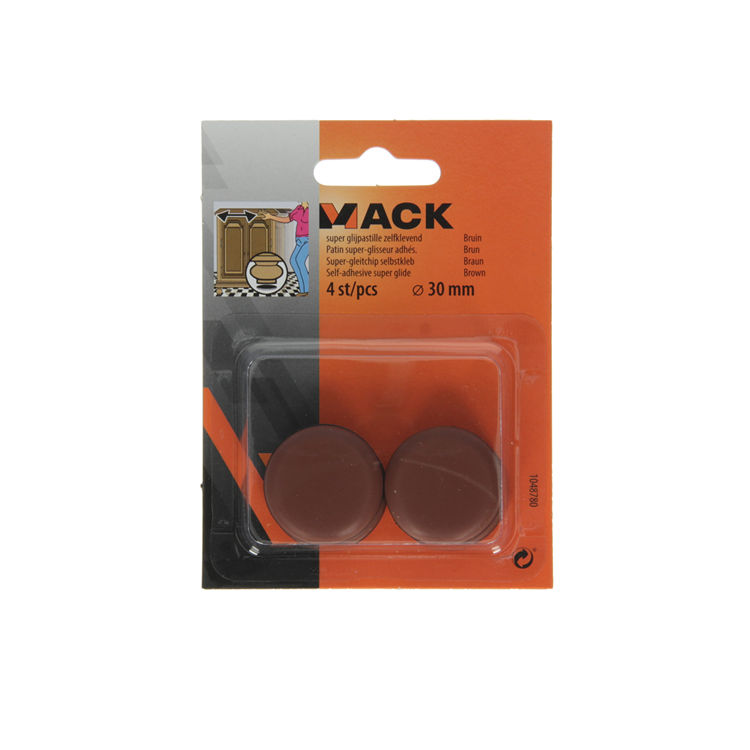 Load image into Gallery viewer, Mack 1048780 - super glijpastille zelfklevendbruin ø 30 mm 4 st pcs | 12 stuks