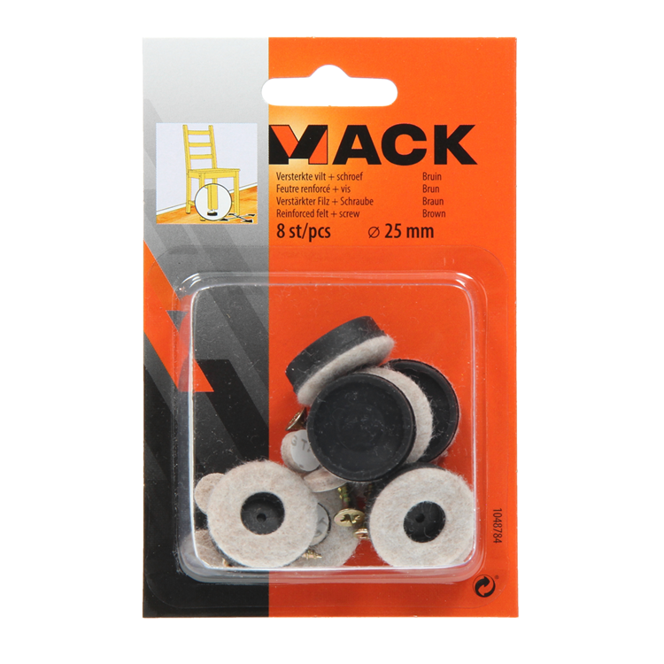 Load image into Gallery viewer, Mack 1048784 - versterkte vilt + schroef bruin ø 25 mm 8 st pcs | 6 stuks