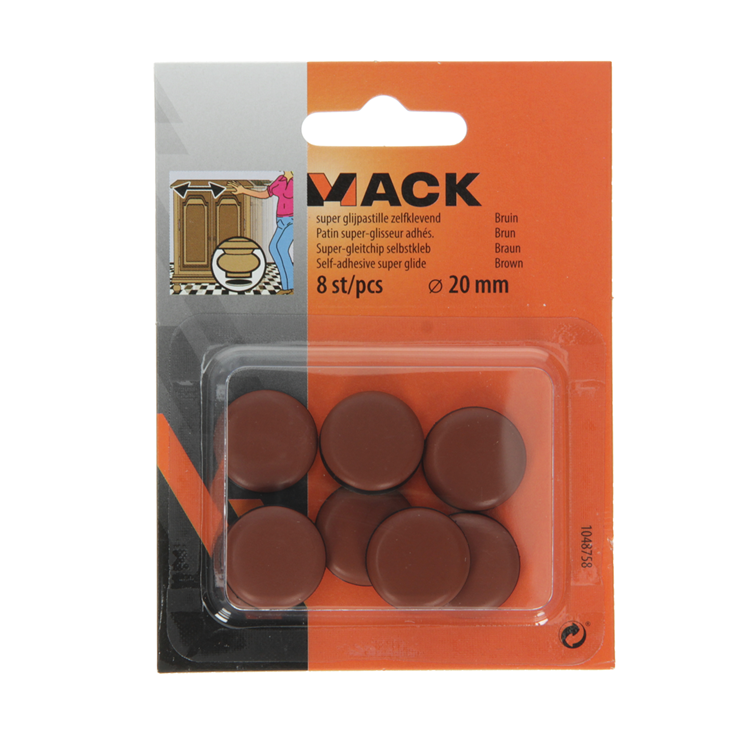 Load image into Gallery viewer, Mack 1048758 - super glijpastille zelfklevendbruin ø 20 mm 8 st pcs | 12 stuks