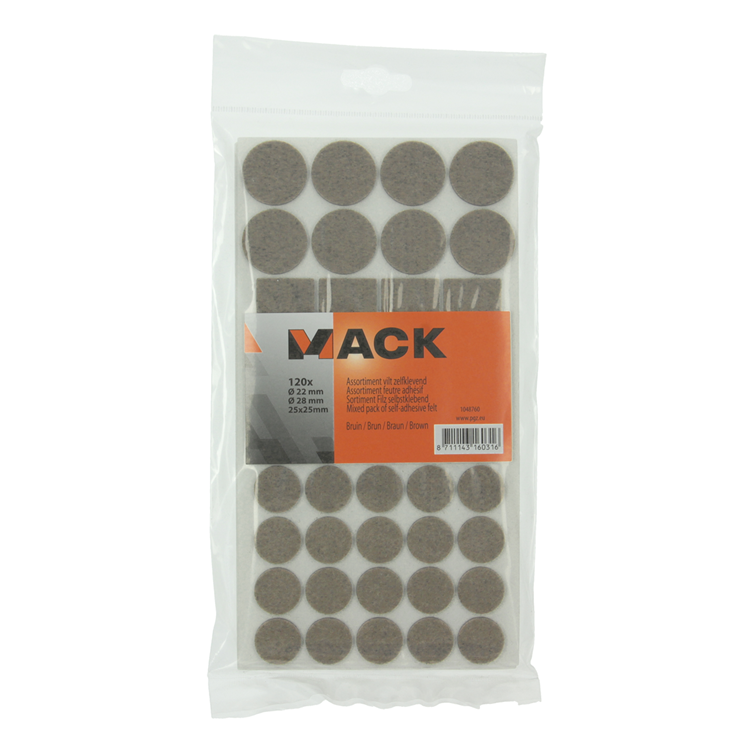 Load image into Gallery viewer, Mack 1048760 - assortiment zelfklevend vilt bruin | 12 stuks