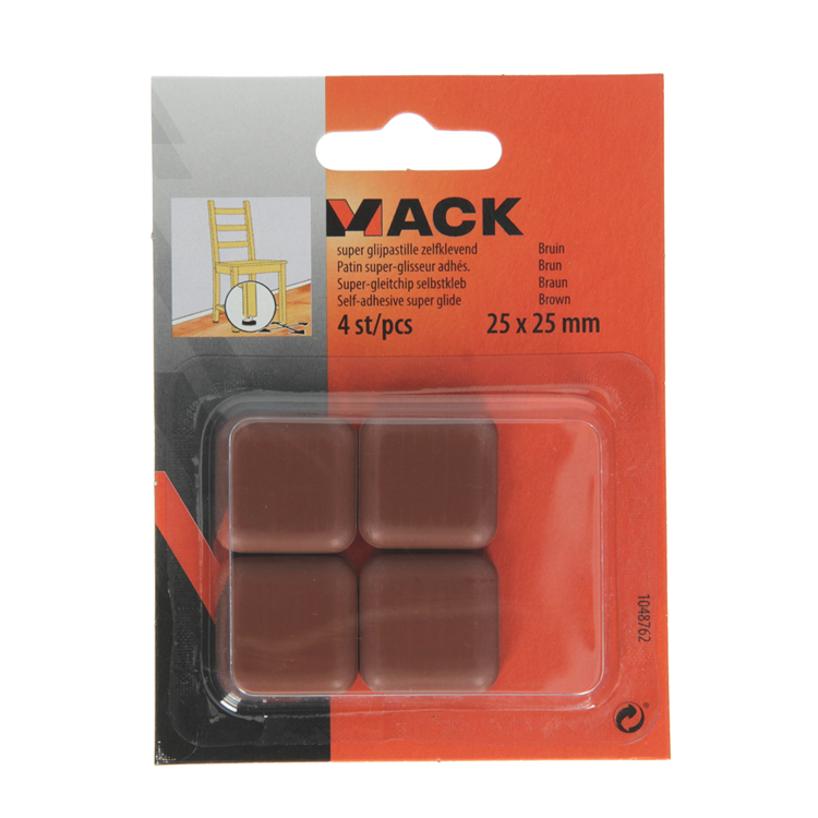 Load image into Gallery viewer, Mack 1048762 - super glijpastille zelfklevendbruin 25 x 25 mm 4 st pcs | 12 stuks