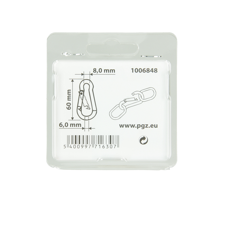 Load image into Gallery viewer, Mack 1006848 - 1 karabijnhaak + veer verzinkt bl 60x6mm | 5 stuks