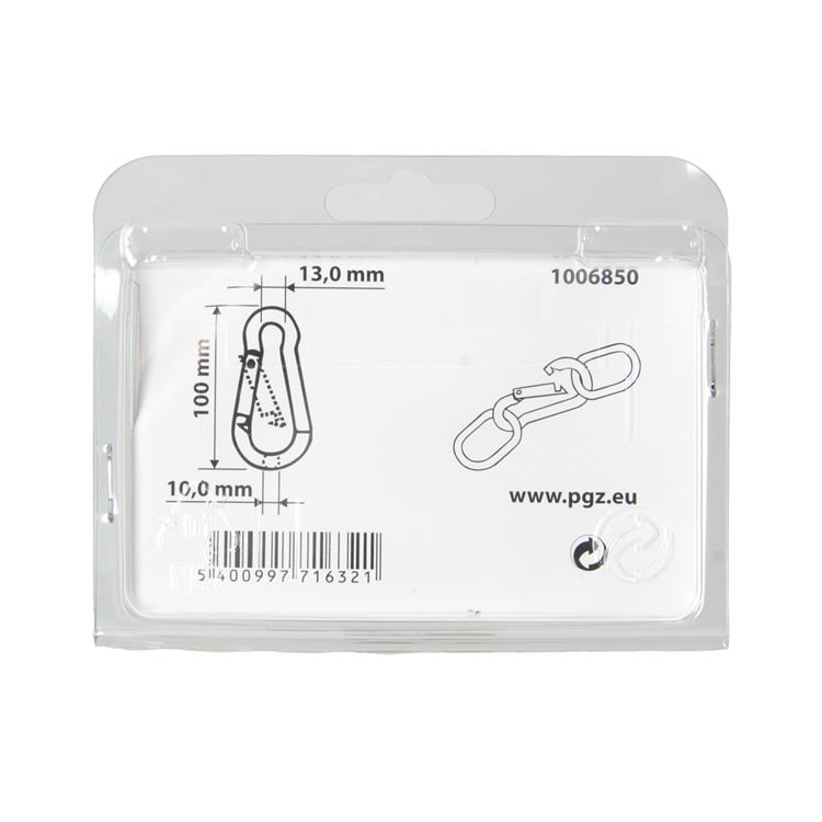 Load image into Gallery viewer, Mack 1006850 - 1 karabijnhaak + veer verzinkt bl 100x10mm | 5 stuks