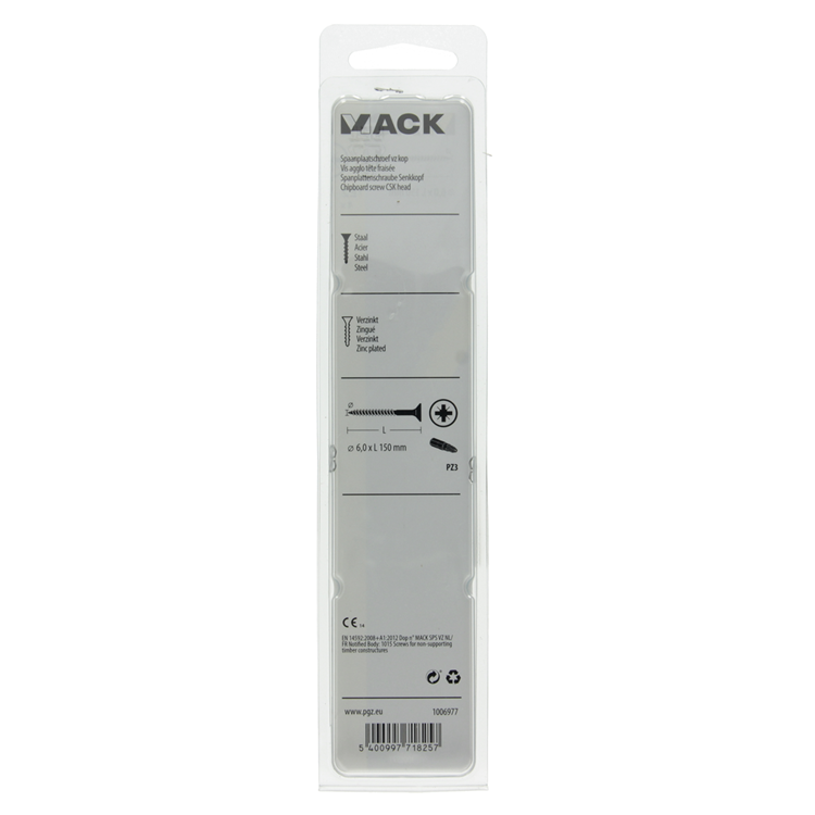 Load image into Gallery viewer, Mack 1006977 - spaanplaatschroef vz kop geelverzinkt 4st 6 x 150mm | 10 stuks
