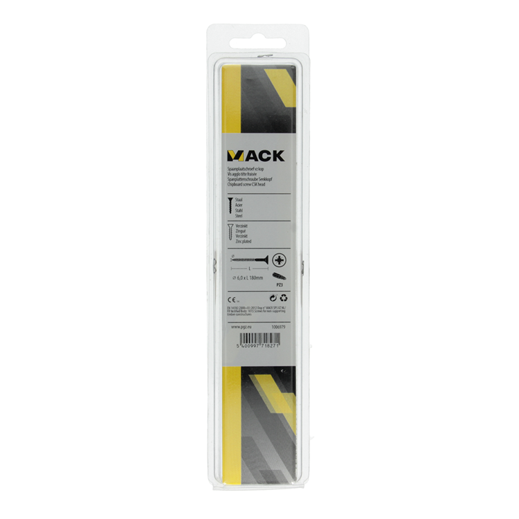 Load image into Gallery viewer, Mack 1006979 - spaanplaatschroef vz kop geelverzinkt 4st 6 x 180mm | 10 stuks