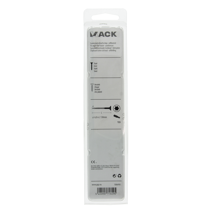 Load image into Gallery viewer, Mack 1006981 - spaanplschrf. vzkop-zelfb geelverzinkt 4st 6 x 130mm | 10 stuks